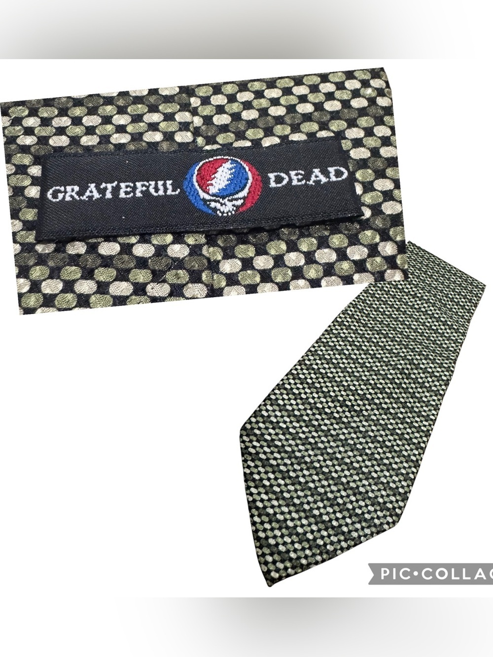 Grateful Dead VTG 1996 100% Silk Tie New Speedway Boogie Sixth Set Olive Green